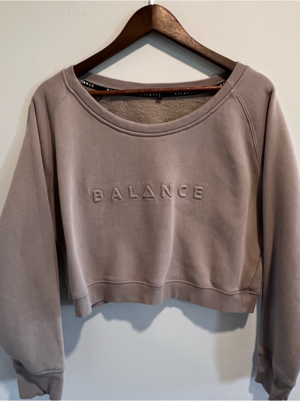 Balance Athletica Cropped Embossed Sweatshirt - Taupe